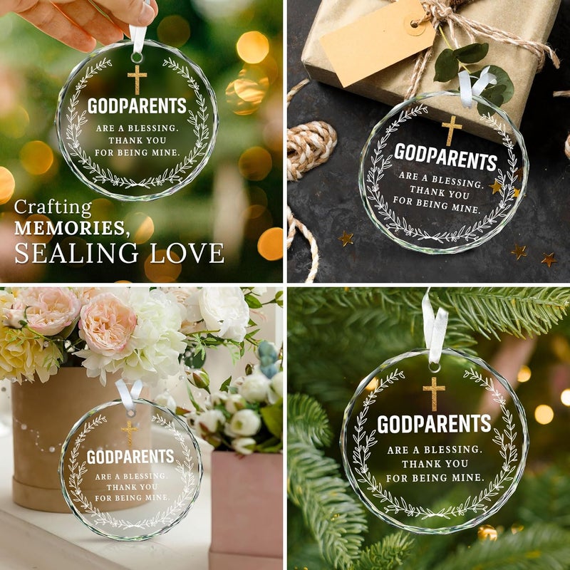 HEXMOZ Godparents Gifts - Godparent Ornament 2025 - Godparent are Blessing, Thank You for Being Mine Present - God Parent Gift Ideas, Gifts for Godparents, Baptism Gift - Glass Ornament for Christmas - Image 5